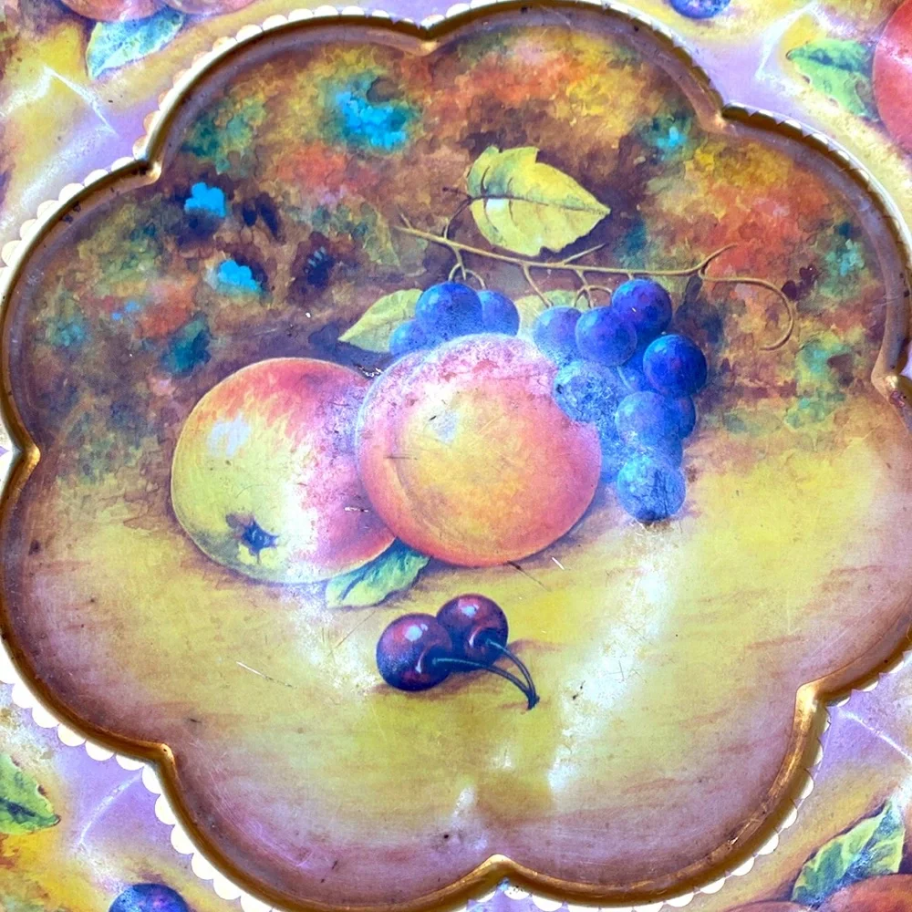 Vintage Daher Metal Tin Fruit Tray Bowl Harvest